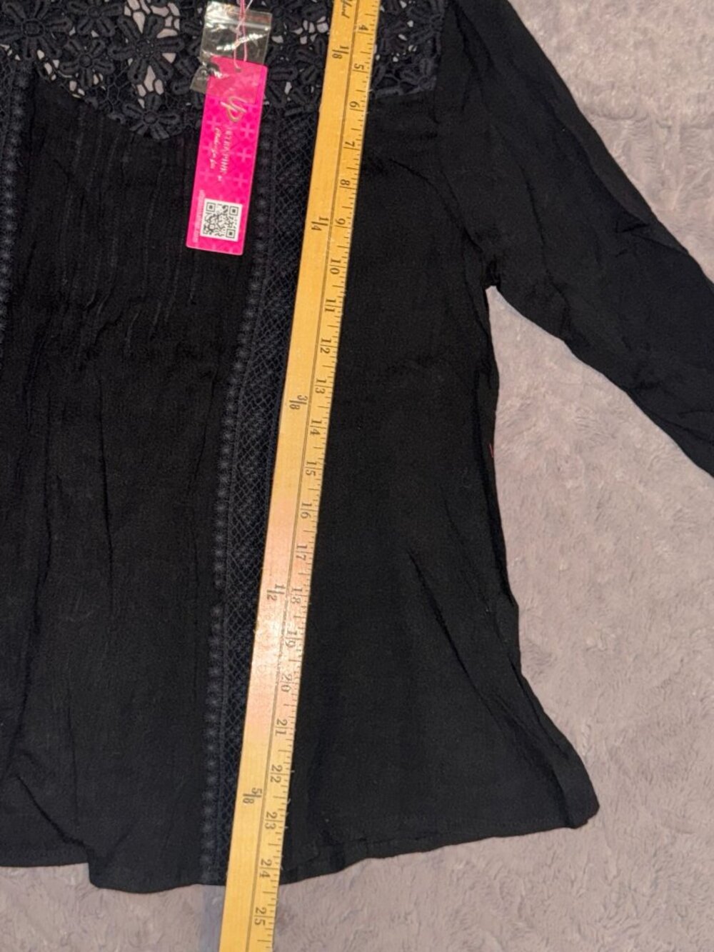 Ultrapink Black Lace Trim Blouse Size L with Tags - Picture 5 of 9